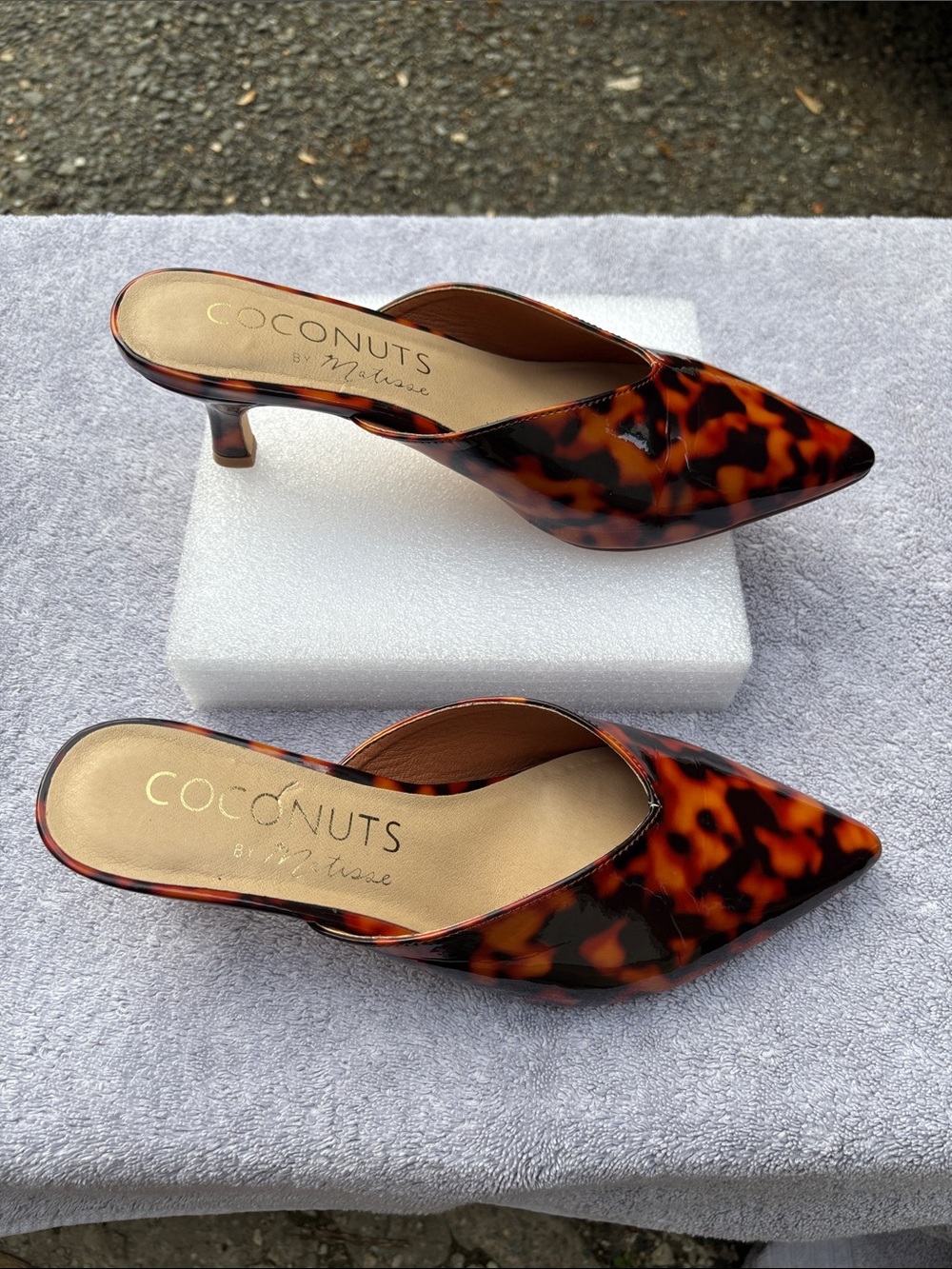 Coconuts by Matisse Tortoiseshell Pointed Toe Kitten Heel Mule - Brown/Black
